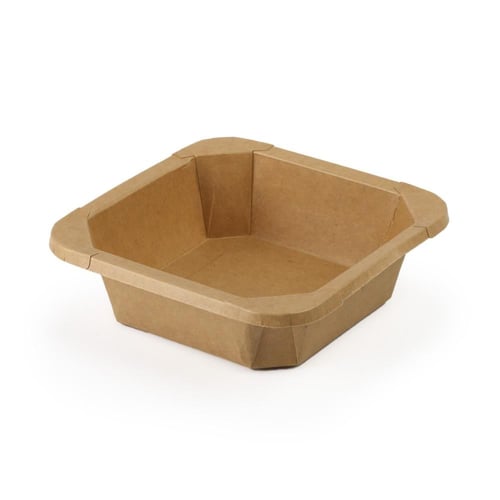 وعاء ورقية كرافت بني مربع مع غطاء شفاف-(300)حبة| 1...