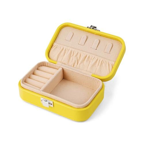 صندوق منظم مجوهرات لون اصفر | 12*7.5*4 سم