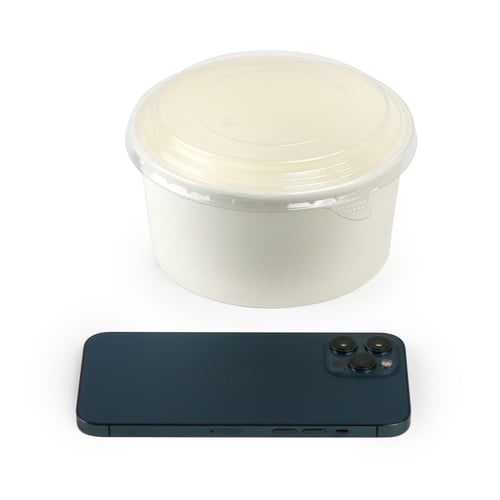 زبدية ورقية ابيض مع غطاء شفاف - (25) حبة | 37 انز