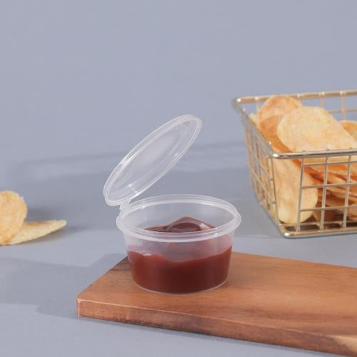 مجموعة ( 50 ) علب بلاستيك شفاف بغطاء للصوصات | 59...