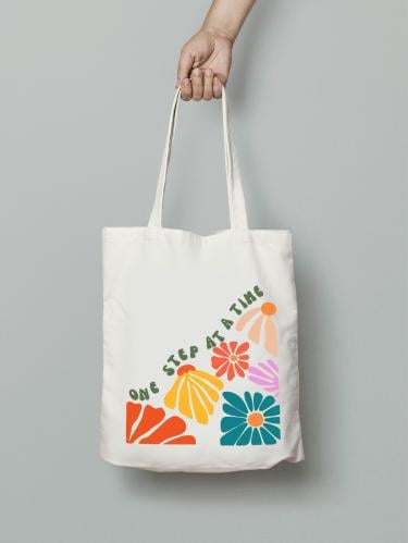 توت باق أنيق بطباعة زهور - لون بيج