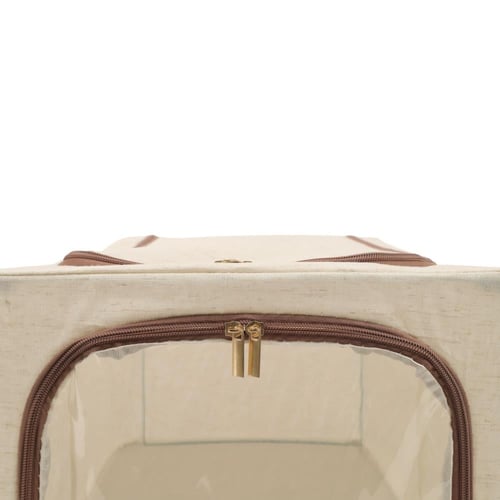 صندوق تخزين قماشي قابل للطي بنافذة شفافة لون بيج |...