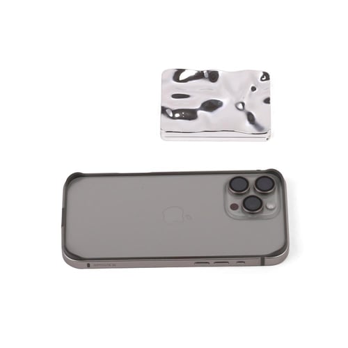 مرآة مستطيلة قابلة للطي بنمط تموج لون فضي - (12) ح...