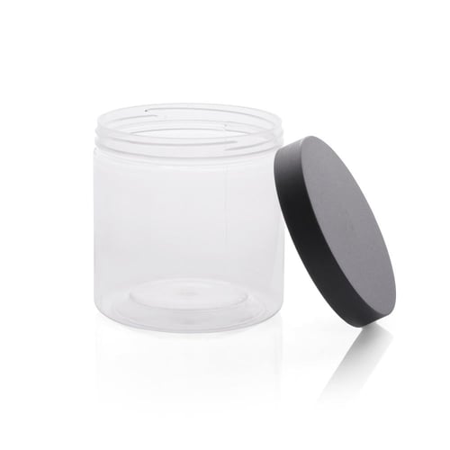 مجموعة (12) علبة بلاستيك بغطاء أسود | 350مل