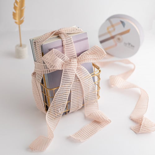 رول شرائط قماش لتغليف العلب الهدايا بيج - 16متر