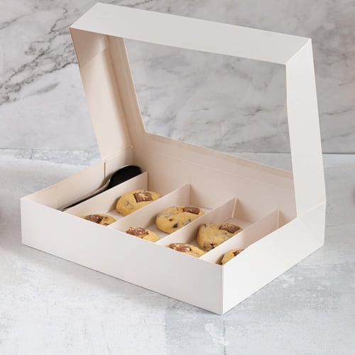 مجموعة (12) علب بيضاء فاخرة مقسمة للفطائر والحلويا...