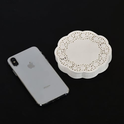 مجموعة (200) ورق دنتيل ابيض بشكل دائرى