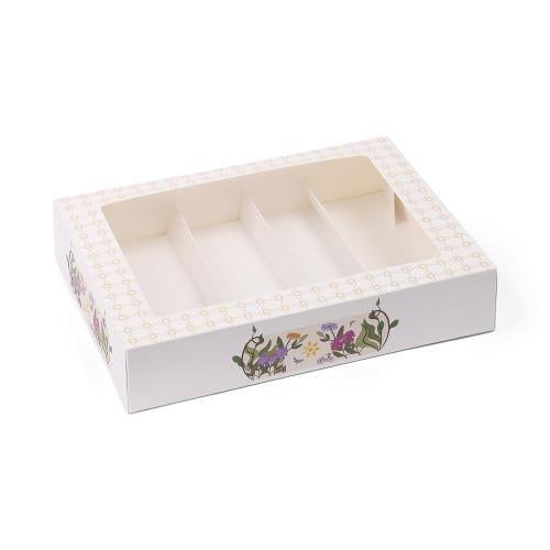 مجموعة (12) علبة ورقية نافذة شفافة وطباعة ورد بالل...