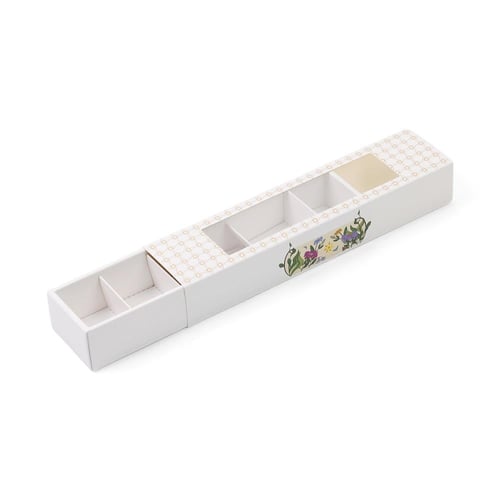 مجموعة (12) علبة ورقية فاخرة بطباعة ورود لون أبيض...