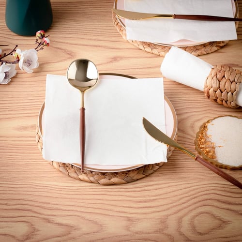 مجموعة (20) منديل سفرة أبيض فاخر - طبقتين