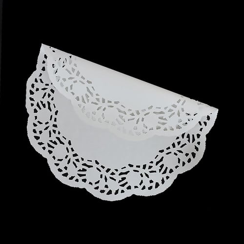 مجموعة ( 50 ) ورق دنتيل ابيض بشكل دائرى