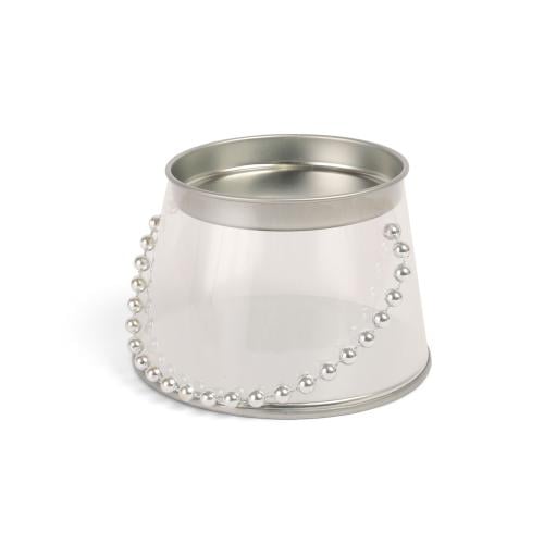 مجموعة(6) علب توزيعات أنيقة باللون الفضي وسلسلة خر...