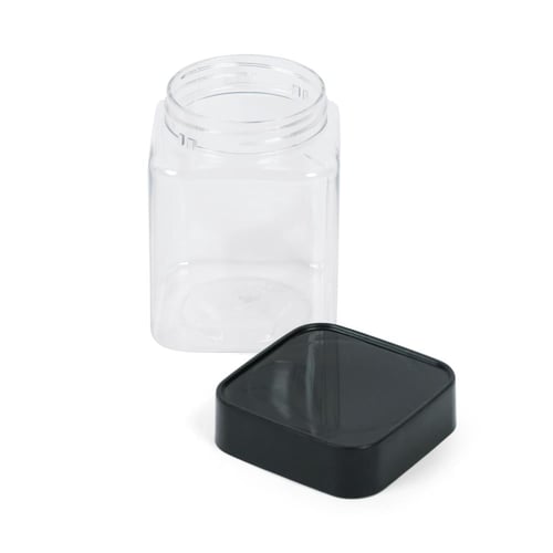 مجموعة (12) علبة بلاستيك فاخرة بغطاء أسود - 300 مل