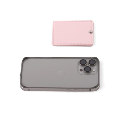 مرآة بغطاء جلد فاخرة مستطيلة الشكل لون وردي- (6) ح...