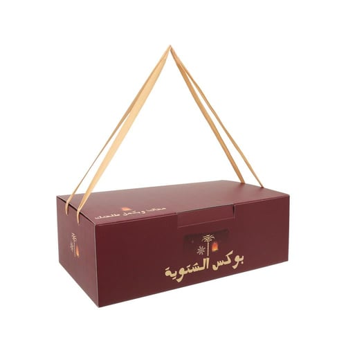 بوكس الشتوية فارغ بتصميم شتوي - لون أحمر غامق