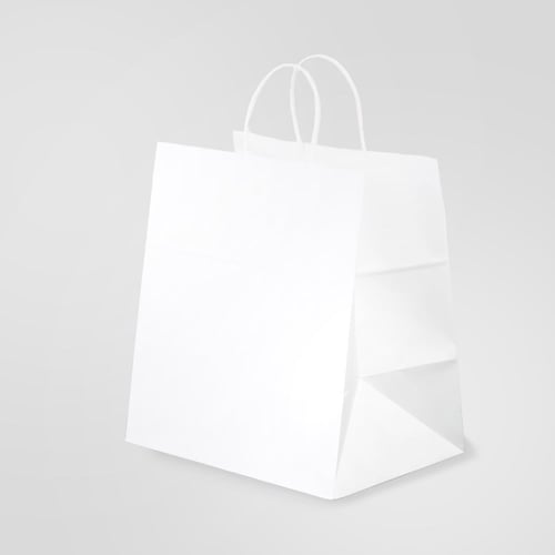 مجموعة ( 12) كيس ورق أبيض عرضي الشكل بقاعدة - 31*2...