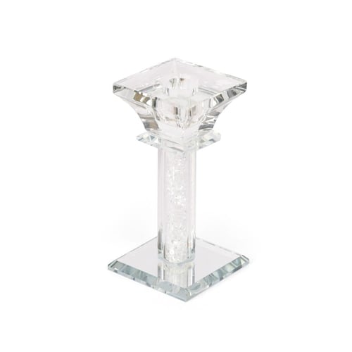 شمعدان/ حامل شموع زجاجي فاخر بكريستال أبيض