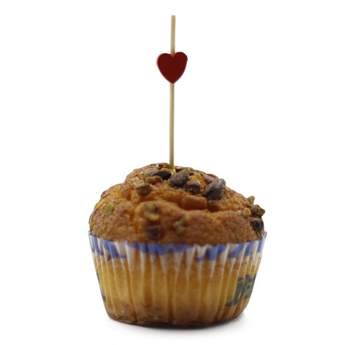 مجموعة (50) عود خشبي للحلى قلب أحمر