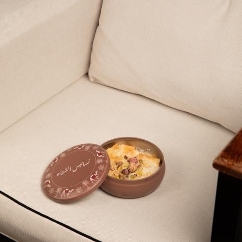 مجموعة (6) علب معدنية فاخرة بثيم شتوي لون بني