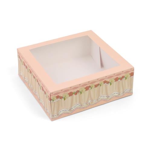 مجموعة (12) علبة ورقية بنافذة شفافة -لون وردي |32*...