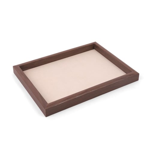 منظم مجوهرات مخمل بإطار خشبي- لون بيج