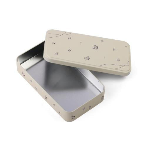 علبة معدنية مستطيلة بغطاء فاخر لون بيج - (1) حبة