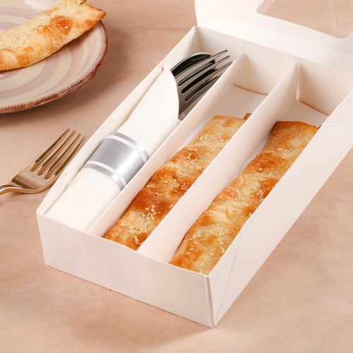 مجموعة (12) علبة بيضاء فاخرة مقسمة للفطائر والحلوي...
