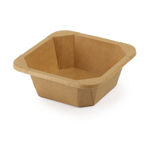 وعاء ورقي كرافت بني مربع مع غطاء شفاف - (25)حبة |...