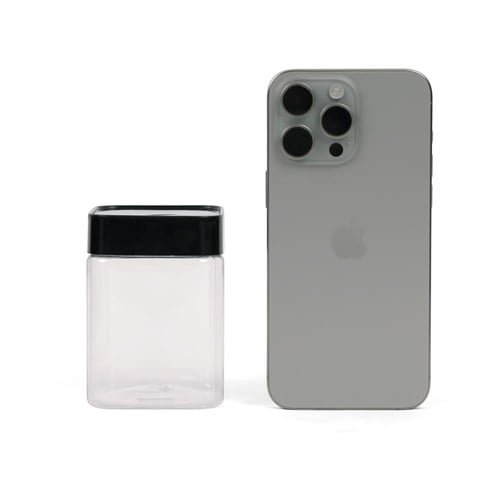 مجموعة (12) علبة بلاستيك فاخرة بغطاء أسود - 300 مل