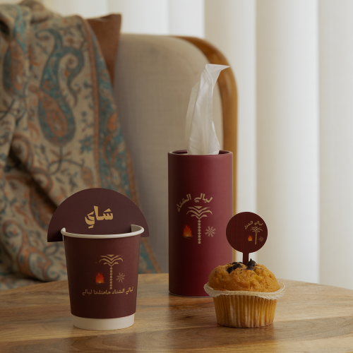 مجموعة (12) تغريسة طعام "ليالي الشتاء" باللون الأح...