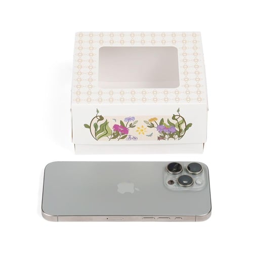 مجموعة (12) علبة ورقية فاخرة بطباعة ورد - لون أبيض...