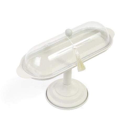 صينية تقديم بقاعدة مرتفعة و غطاء شفاف - لون بيج |...