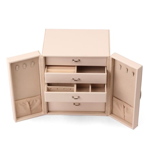 صندوق منظم مجوهرات (5) أدراج لون بيج
