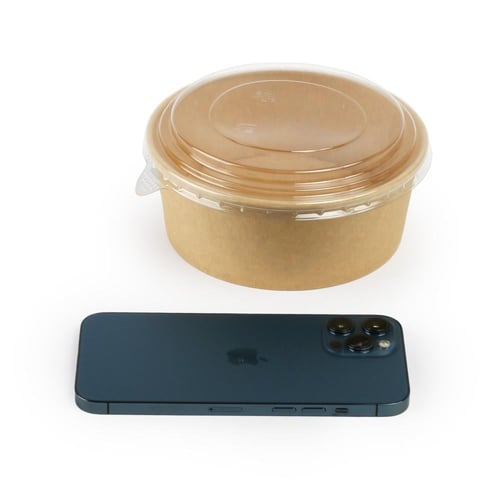 زبدية ورقية كرافت بني مع غطاء شفاف - (300) حبة | 2...