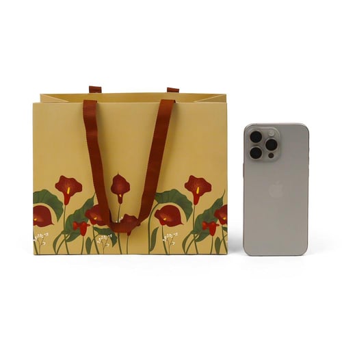 مجموعة (12) كيس أنيق بطباعة ورود لون بيج غامق| 18*...