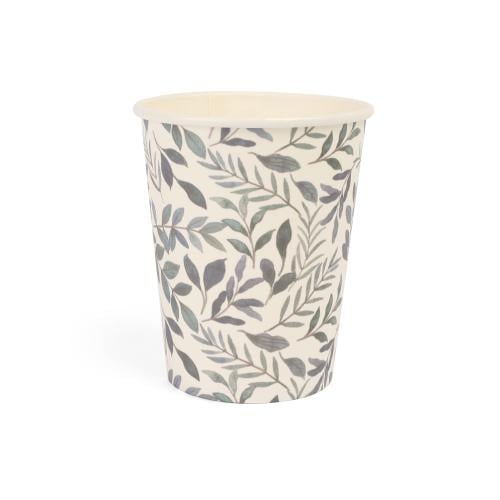 مجموعة (10) أكواب ورقية بطباعة أغصان | 9 أنز