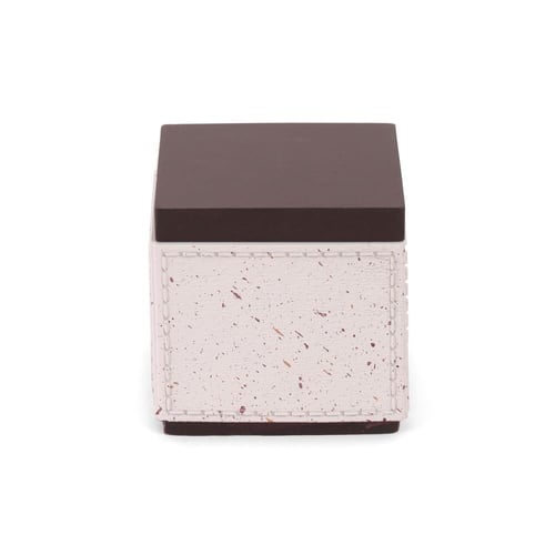 علبة سيراميك فاخرة بغطاء خشبي لون أبيض - (3) حبة