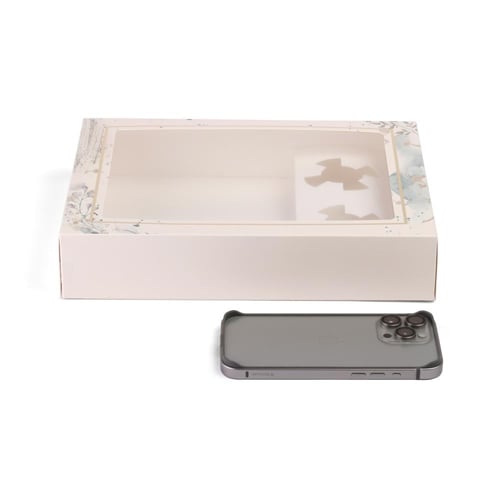 علبة شوكلاتة كبيرة فاخرة بنافذة شفافة لون بيج-(12)...