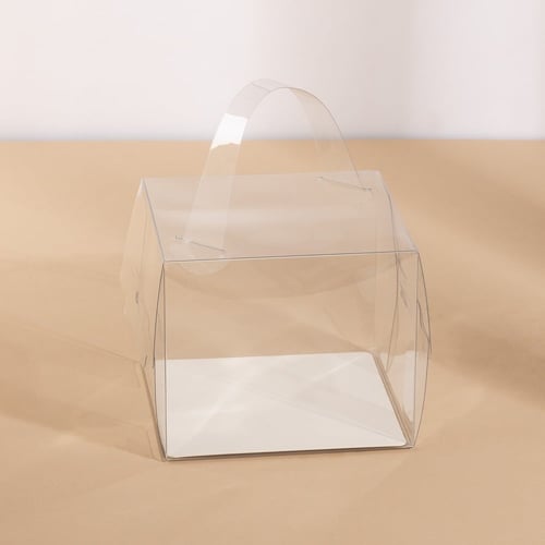 علب ورقية مربعة بغطاء شفاف - (6) حبة| 13*13*11 سم