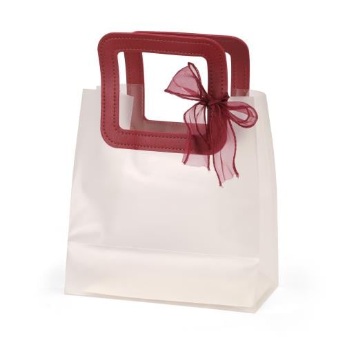 أكياس هدايا وسط فاخرة وشفافة بشريطة علوية أحمر- (6...