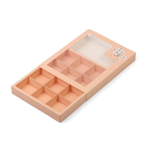 علبة فاخرة لتقديم الشوكولاته بنافذة شفافة لون زهري...