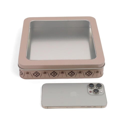 علب معدنية مربعة لنافذة شفافة بالنمط النجدي باللون...