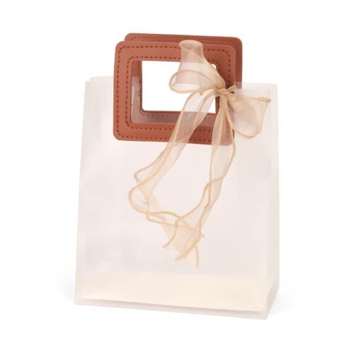 أكياس هدايا صغيرة فاخرة وشفافة بشريطة علوية بني -...