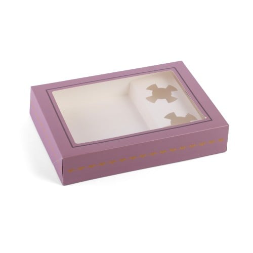 علبة شوكلاتة كبيرة فاخرة بنافذة شفافة لون بنفسجي -...
