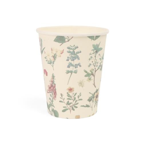 مجموعة (10) أكواب ورقية بطباعة أزهار | 9 أنز