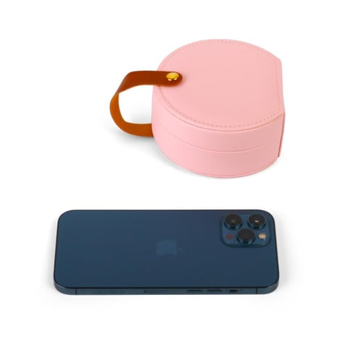 منظم مجوهرات فاخر دائري بمسكة يد علوية لون وردي -(...