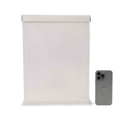 علبة شفافة بقاعدة وغطاء أبيض|30 سم