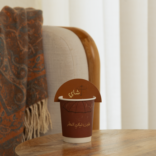 مجموعة (12) كرت للأكواب "شاي" بثيم شتوي ومظلة - با...