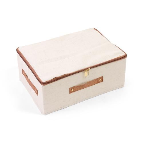 صندوق تخزين قماشي بسحاب لون بيج | 16*26*38 سم