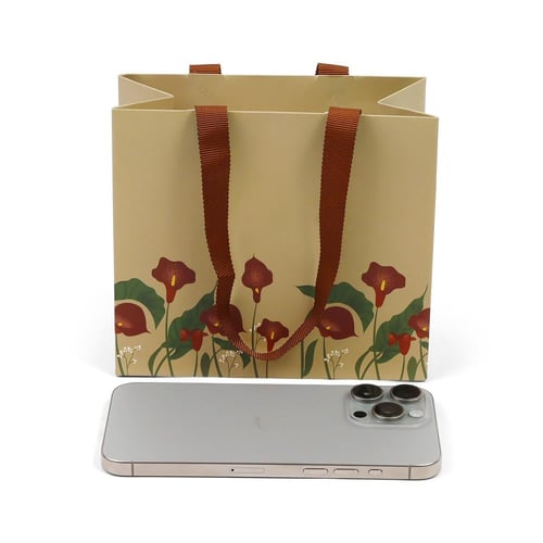 مجموعة (12) كيس أنيق بطباعة ورود لون بيج غامق| 14*...